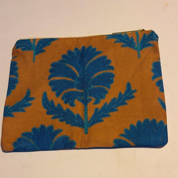 ST. FRANK TURQUOISE DAISY AND TAN DESIGN JUTE LIKE CANVAS BAG MULTI USE BAG - Picture 2 of 7